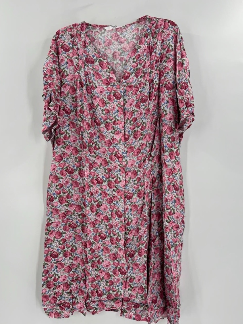 NWT Yozly 3XL Pink Rose Floral House Dress Mumu Cottagecore